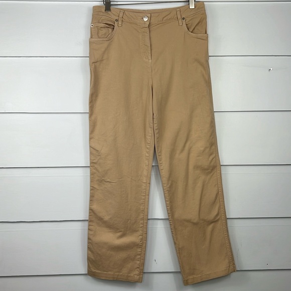 St. John Khaki Straight Leg Pants Size 10 - Picture 2 of 13